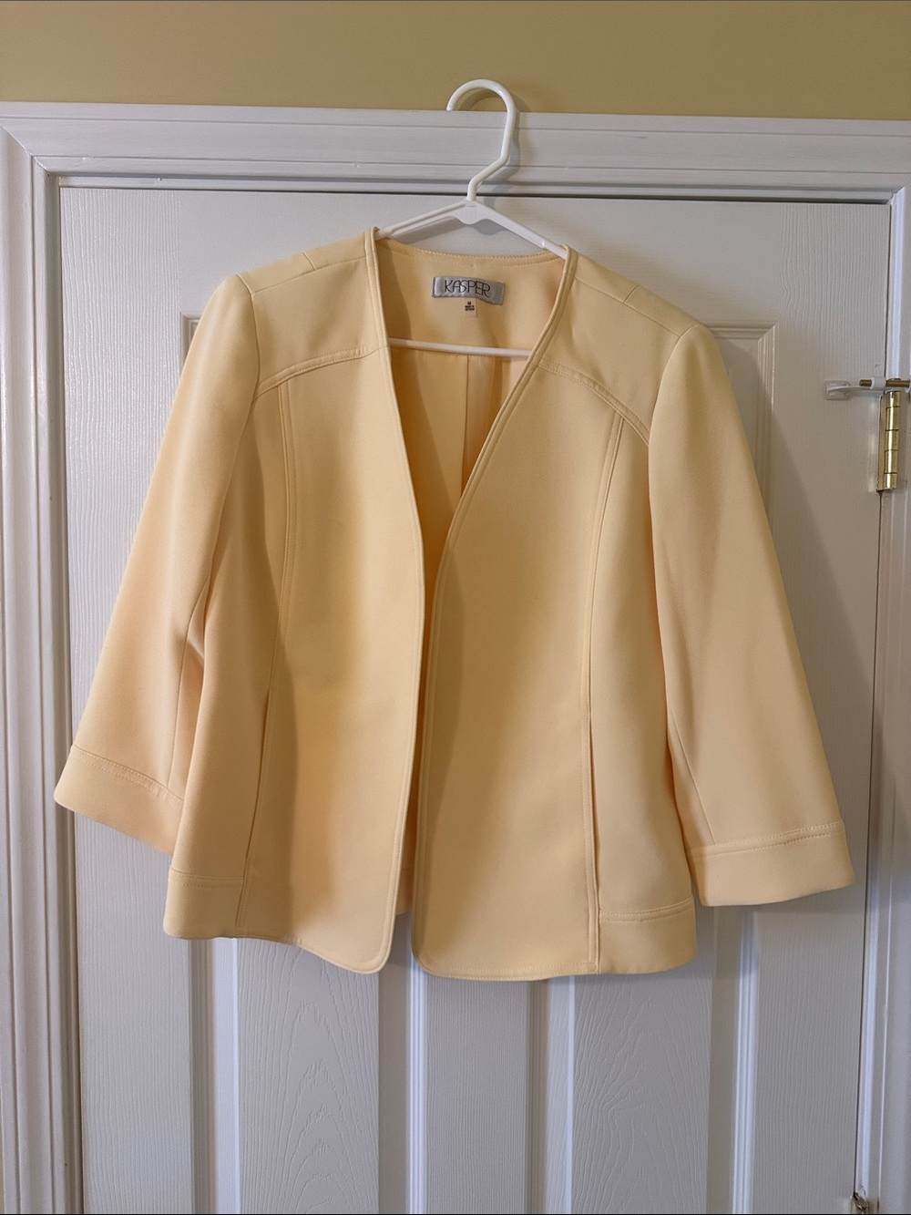 Kasper Pale Yellow Open-Front Blazer